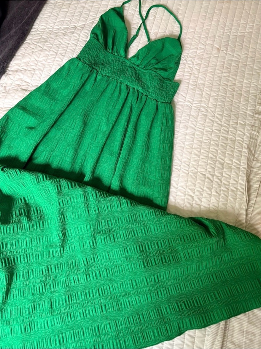 Green Smocked Waist Maxi Sundress